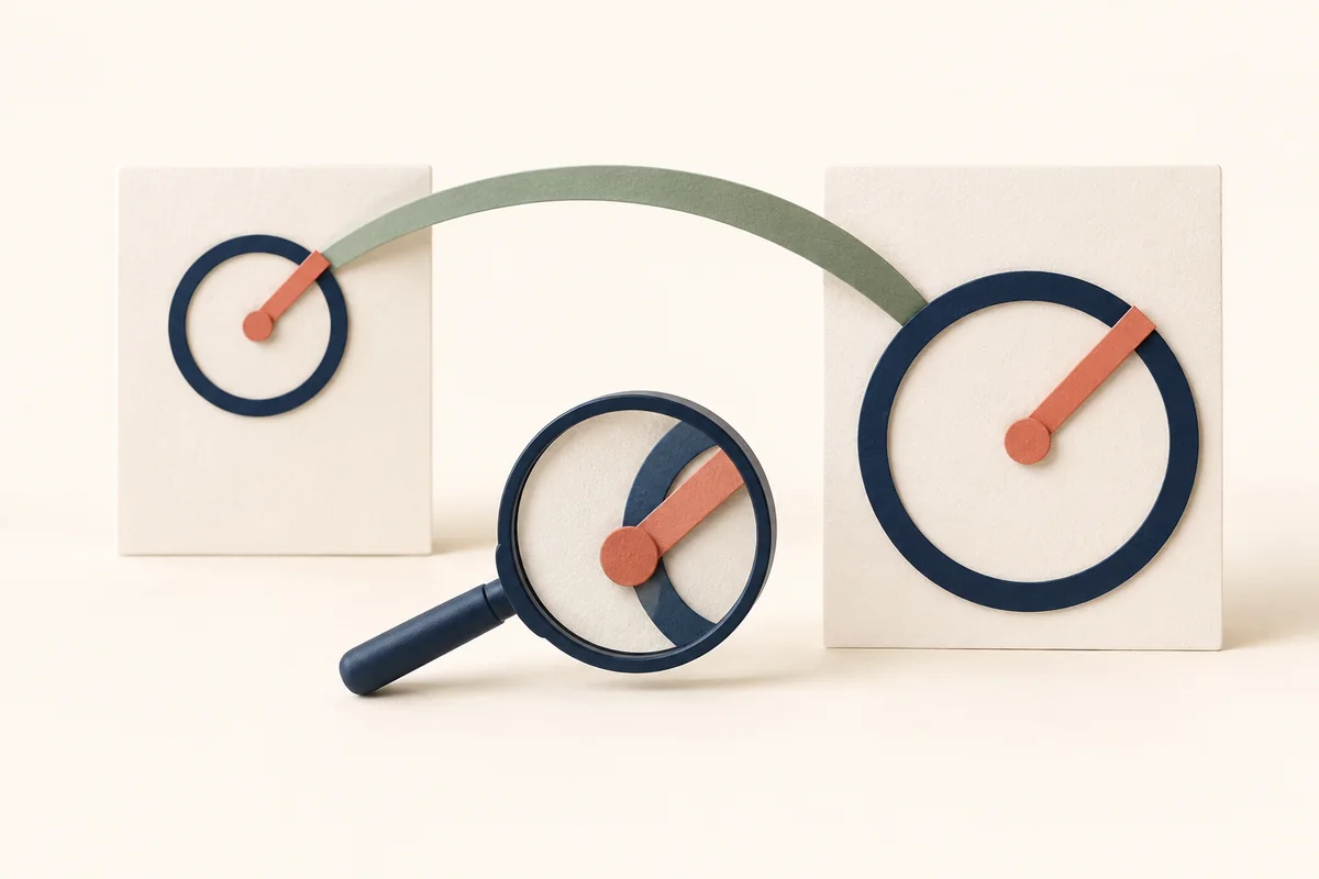 Two paper circles with different sizes connected by a bridge, highlighting a reusable centre-and-radius method.
