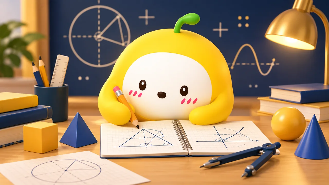 Lightie studying CSCA Mathematics with geometry models