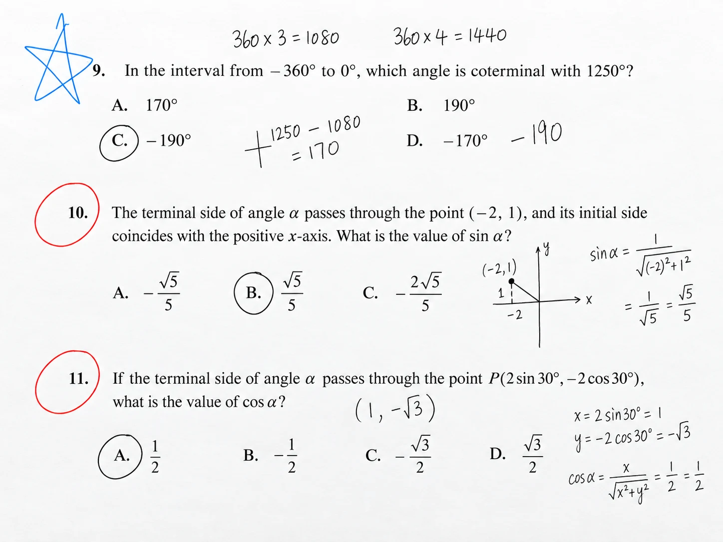 CSCA Mathematics homework reviewed with teacher annotations and feedback