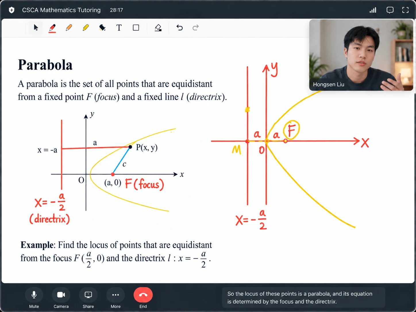 Hongsen Liu teaching a live online CSCA Mathematics lesson